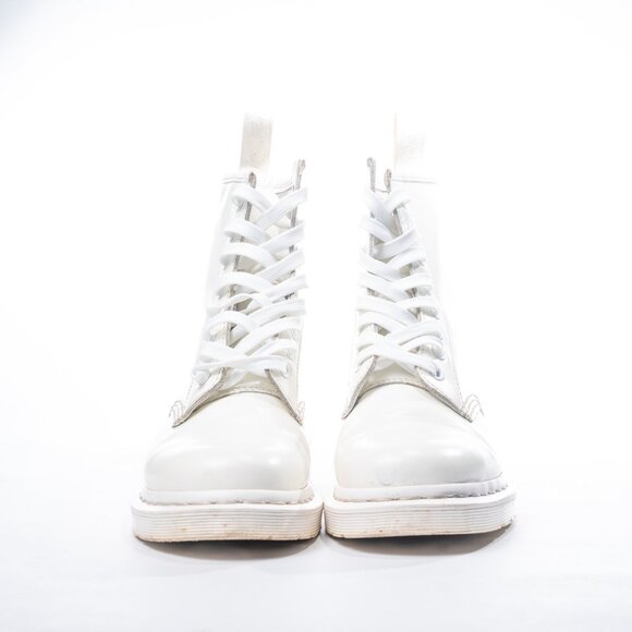 Dr Martens 14357 Mono All White Smooth Leather Boots Combat Women's sz 6 - Picture 7 of 9